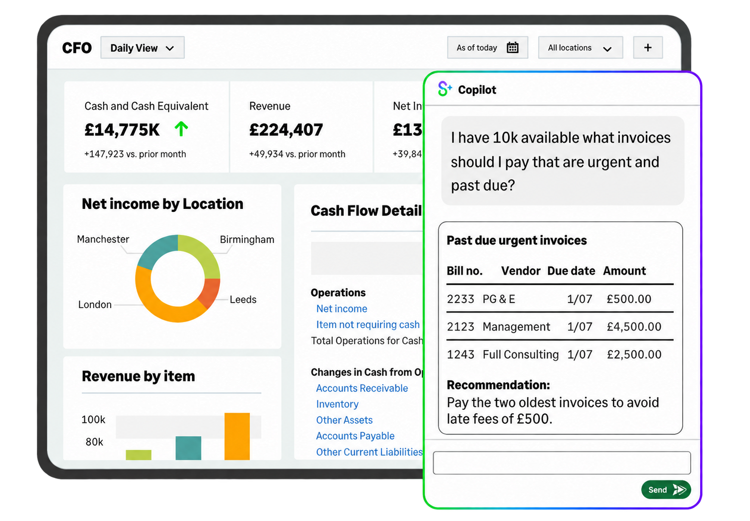 Sage Intacct finance interface and Copilot